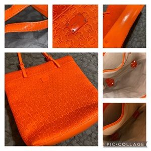 Michael Kors Orange Embossed Neoprene Jet Set Tote